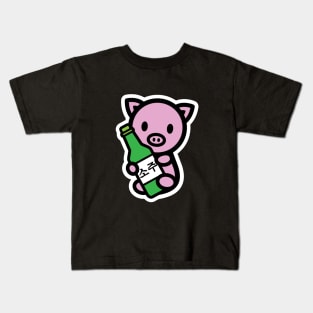 Year Of The Pig Soju Drink Korea Cute Animal Lover Pet Owner Bambu Brand Kids T-Shirt